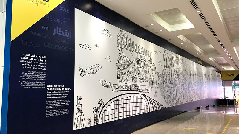 Art, DXB, Dubai, Airports, initiative, illustration
