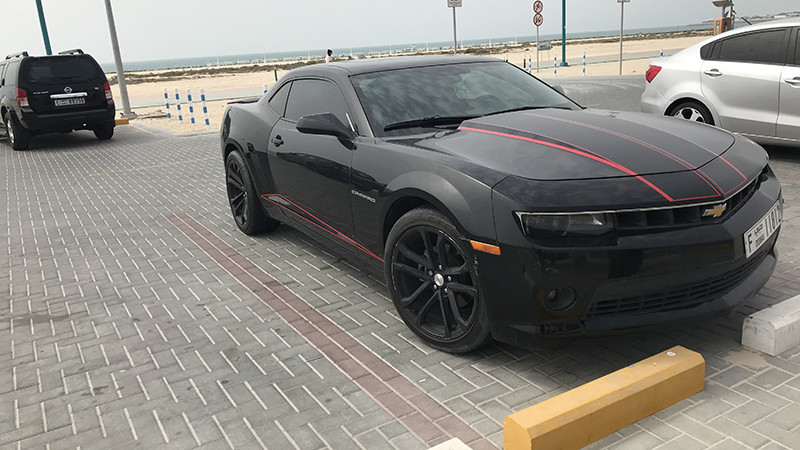 Mustang, Camaro, Dubai, beach, UAE