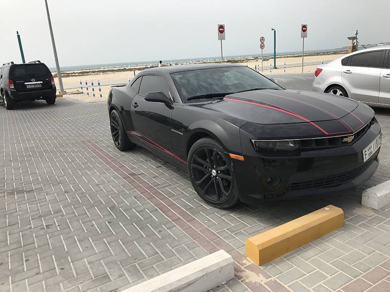 Mustang, Camaro, Dubai, beach, UAE