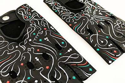 black, luxury gloves, personalized, calligraphy