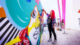 Female, artist, street art, graffiti, Dubai, Emirates, Wall, colors, portrait
