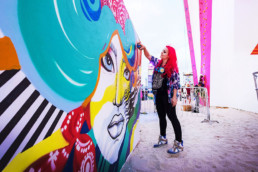 Female, artist, street art, graffiti, Dubai, Emirates, Wall, colors, portrait