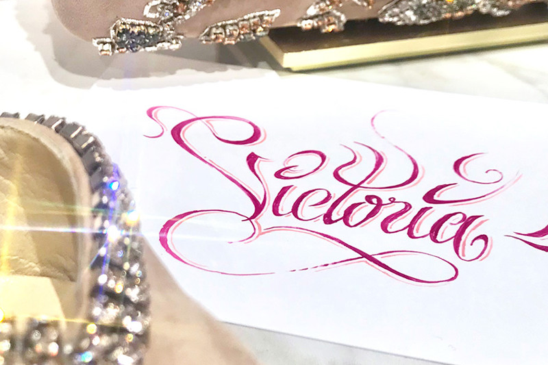 Victoria, calligraphy, Jimmy Choo, Luxury, Art, Lettering, hand lettering