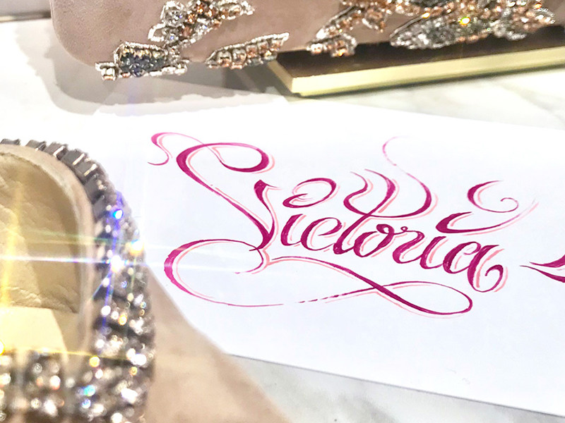 Victoria, calligraphy, Jimmy Choo, Luxury, Art, Lettering, hand lettering