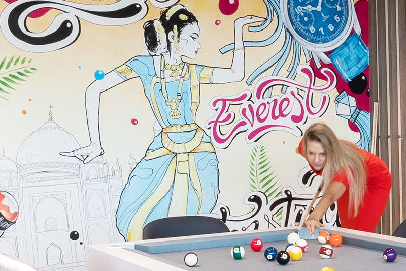 Office decoration, graffiti, street art, Dubai, art, interior design, open Space