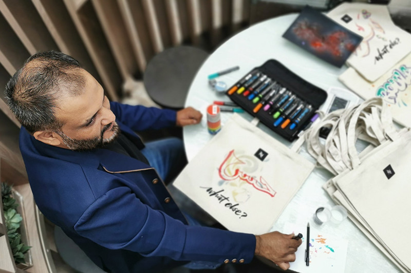 Nespresso, animation, live, graffiti, street art, arabic, arab, calligraphy