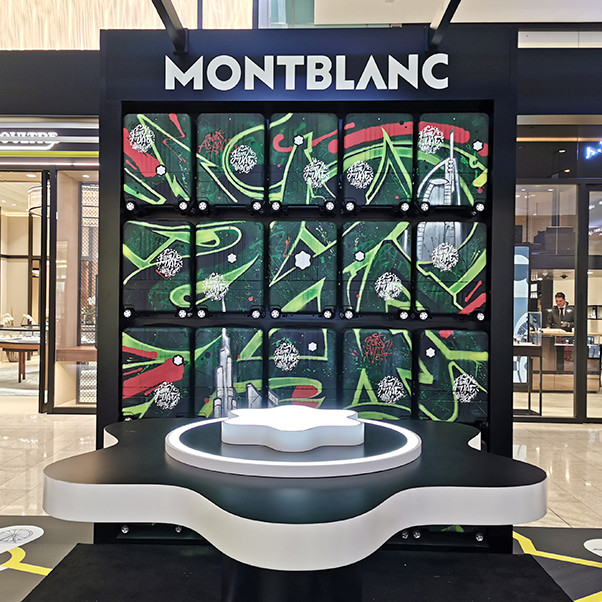 graffiti, trolley, United Arab Emirates, Dubai Mall, Montblanc