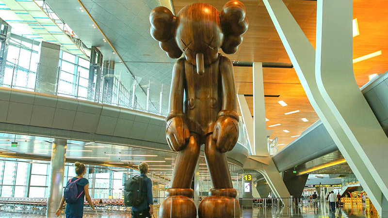 Kaws, small lie, Street art, contemporary, Qatar, airport, international, giant
