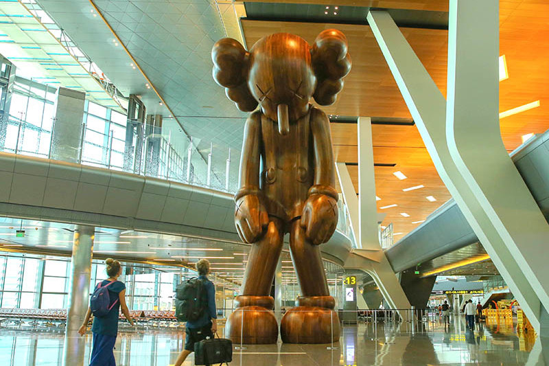 Kaws, small lie, Street art, contemporary, Qatar, airport, international, giant