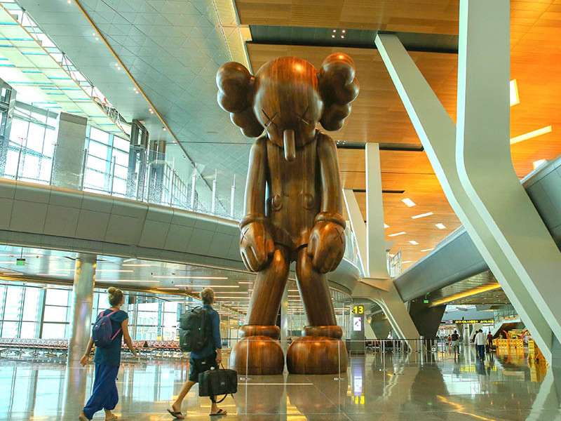 Kaws, small lie, Street art, contemporary, Qatar, airport, international, giant