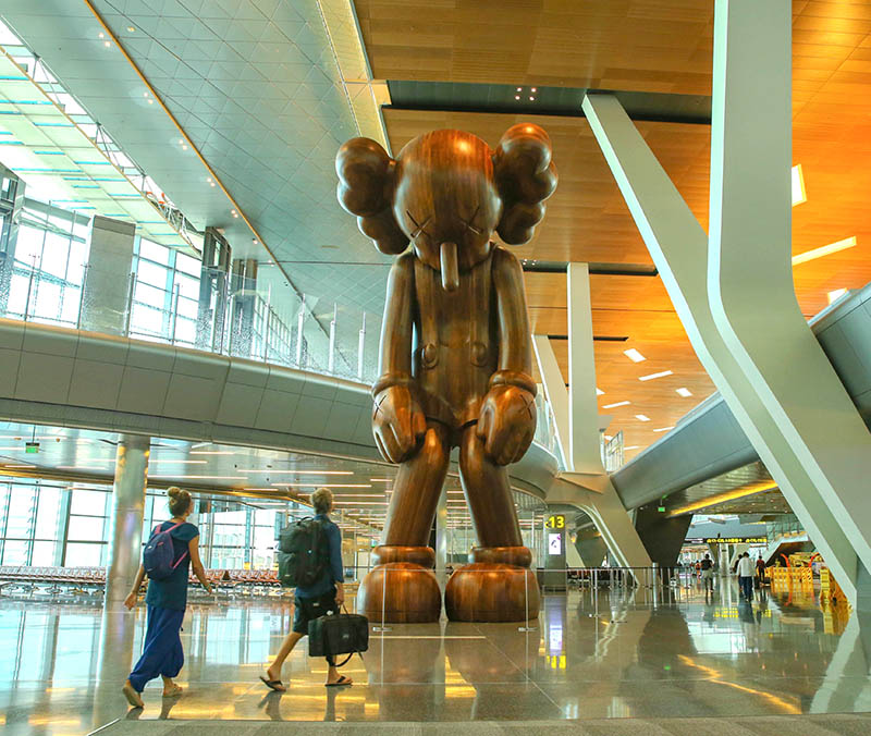 Kaws, small lie, Street art, contemporary, Qatar, airport, international, giant