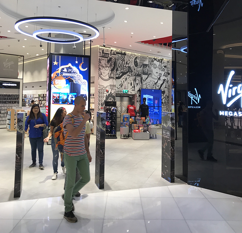 Virgin megastore, walls, interior design, street art, graffiti