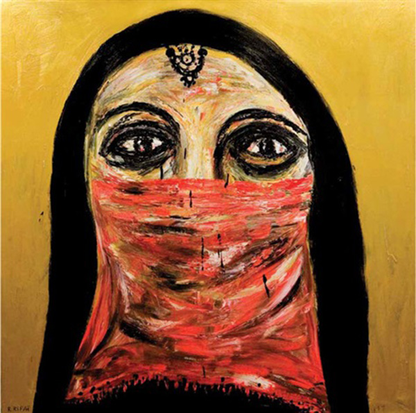 Young Bride, portrait, Raouf Rifai, Middle East, Artist