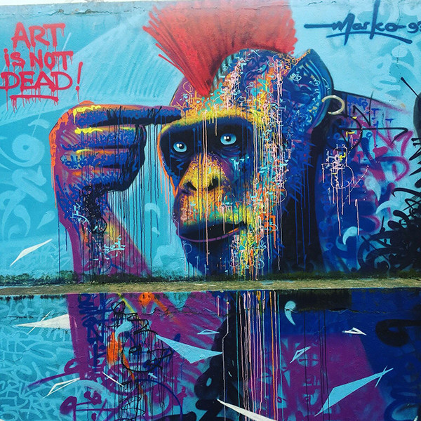 Monkey, graffiti, street art, wall, French, Marko93, Art is not dead