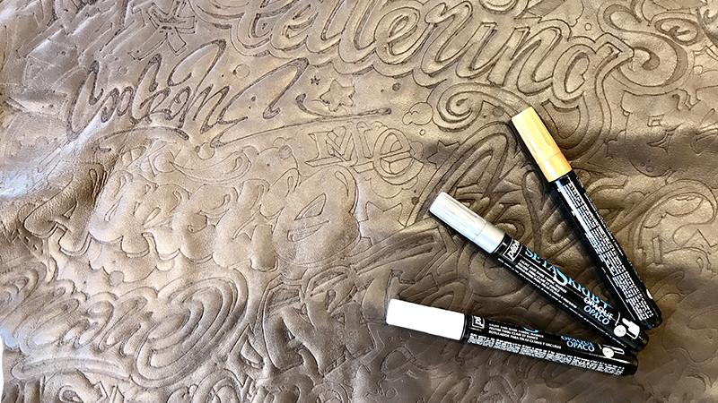 fabric, markers, leather, pyrography, animation