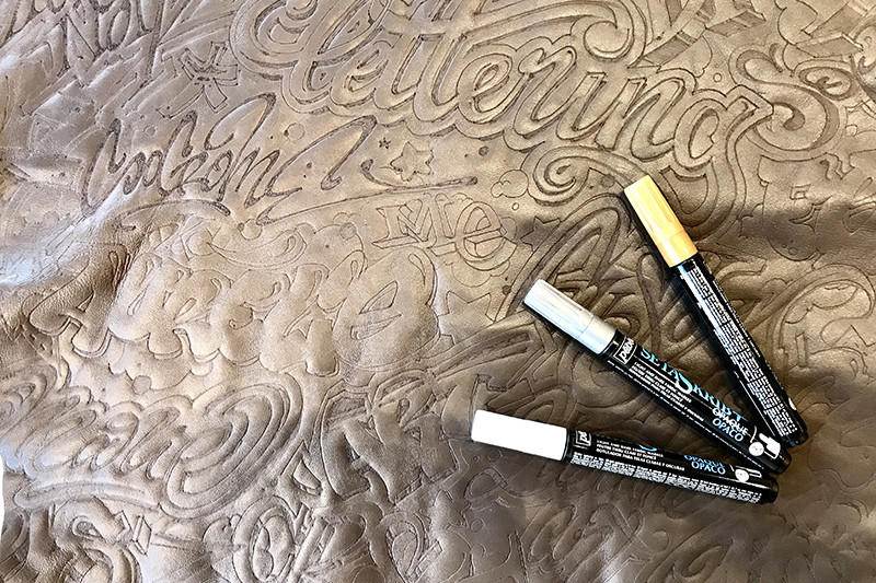 fabric, markers, leather, pyrography, animation