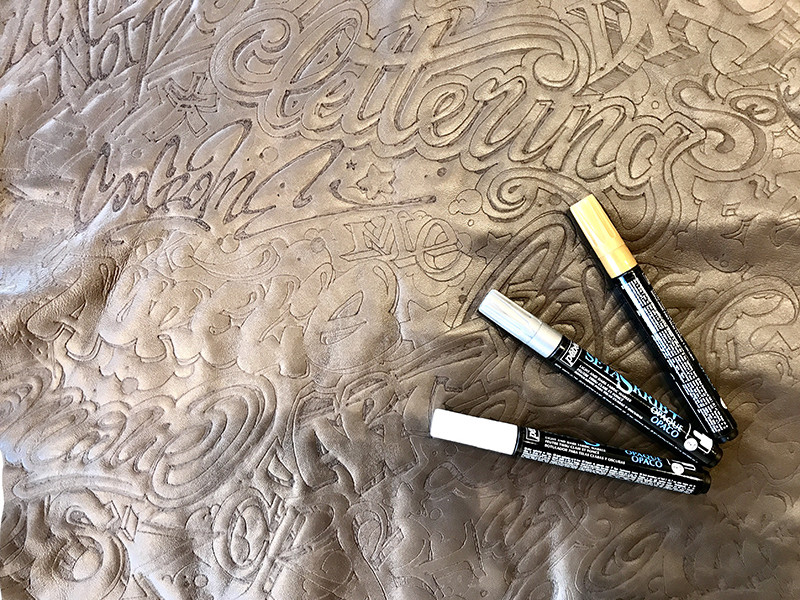 fabric, markers, leather, pyrography, animation