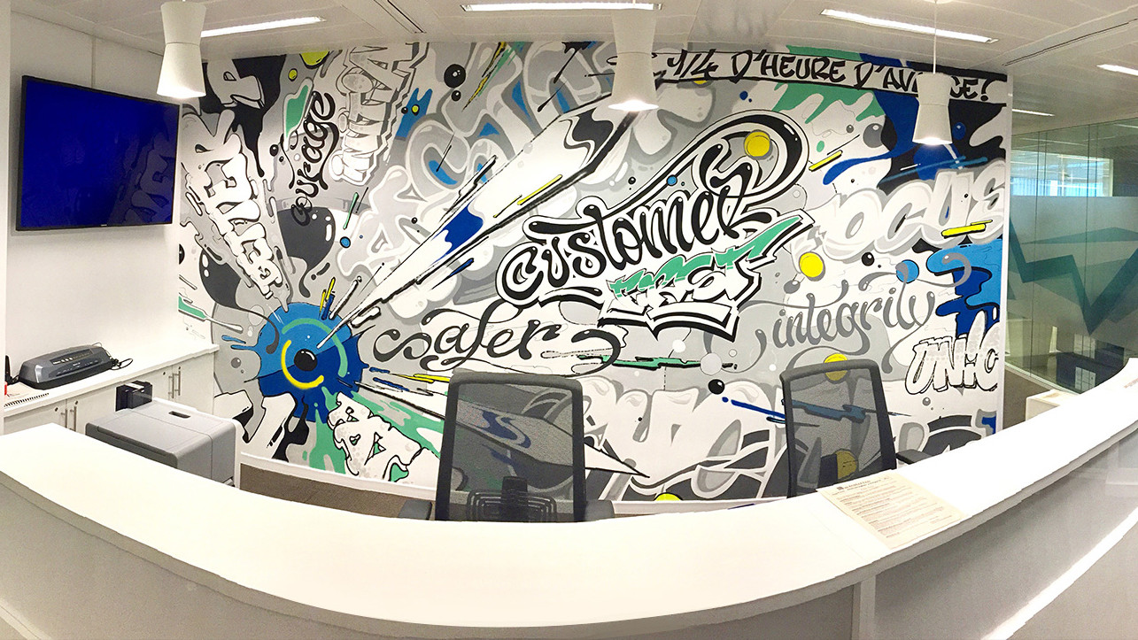 Street Art, graffiti, reception, area, colors, Cudai, company, Office